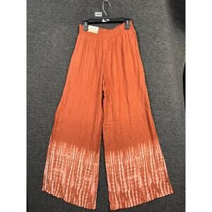 Mudd Baggy Pants Juniors Size S Orange Tie Dye Wide Slit Leg Festival Bohemian